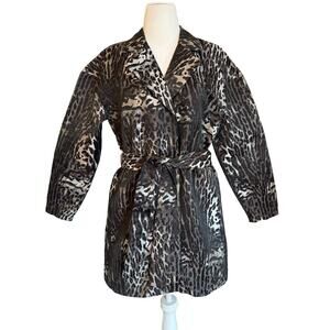Andrew Marc Animal Print Trench Coat, Cheetah, Womens Medium, Belt, Pockets
